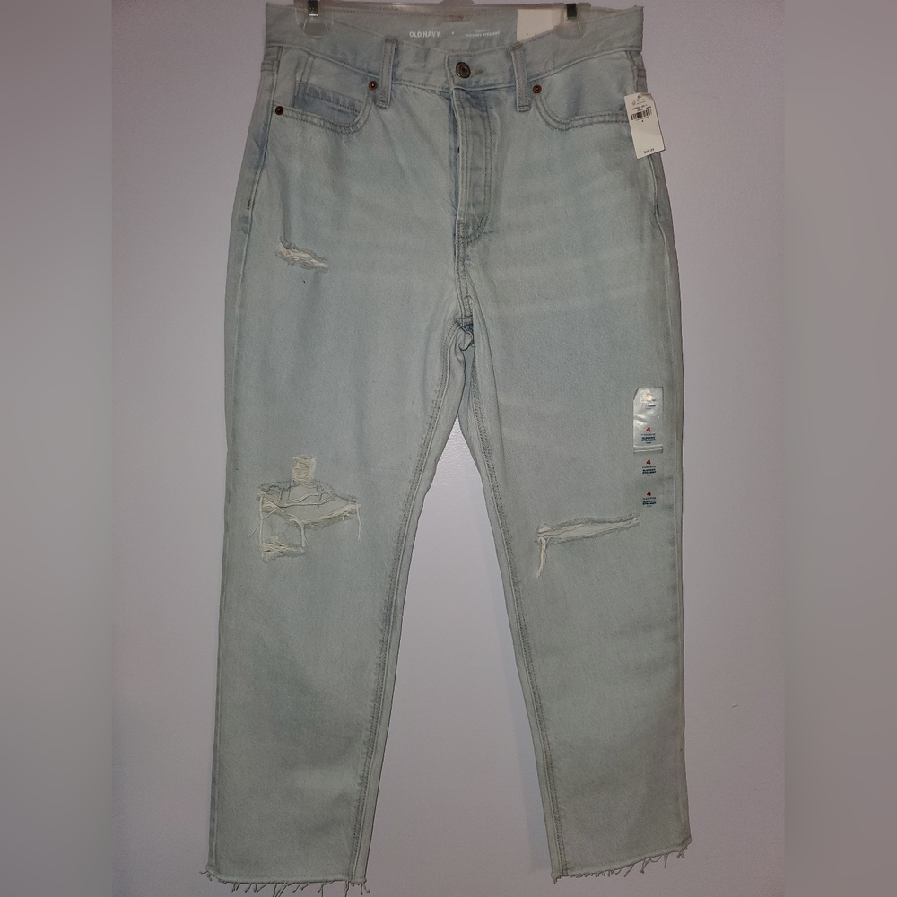 old navy high rise slouchy straight jeans - size 4